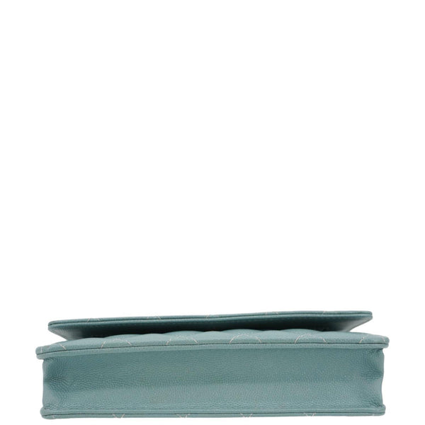 CHANEL Wallet On Chain Quilted Caviar Leather Crossbody Bag Sea Green