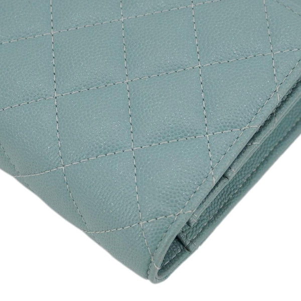 CHANEL Wallet On Chain Quilted Caviar Leather Crossbody Bag Sea Green