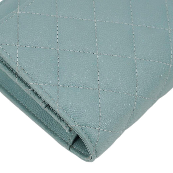 CHANEL Wallet On Chain Quilted Caviar Leather Crossbody Bag Sea Green