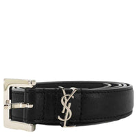 YVES SAINT LAURENT Square Buckle Leather Belt Black Size 75