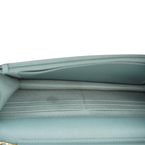 CHANEL Wallet On Chain Quilted Caviar Leather Crossbody Bag Sea Green