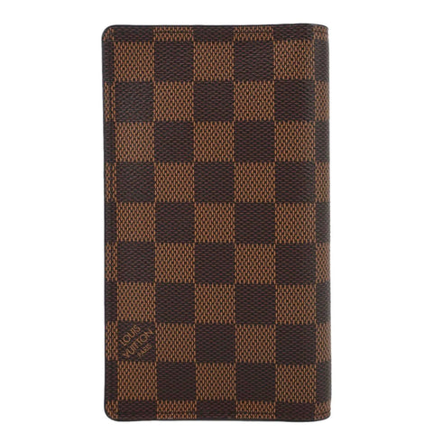 LOUIS VUITTON Simple Checkbook Cover Damier Ebene Wallet Brown