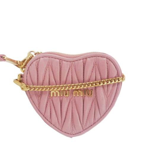MIU MIU Heart-Shaped Matelasse Leather Coin Purse Pink