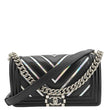 CHANEL Boy Flap Chevron Leather with Holographic PVC Crossbody Bag Black