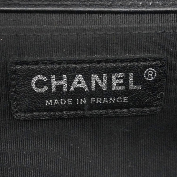 CHANEL Boy Flap Chevron Leather with Holographic PVC Crossbody Bag Black