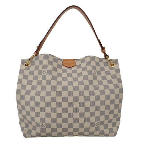LOUIS VUITTON Graceful MM Damier Azur Shoulder Bag Rose Ballerine
