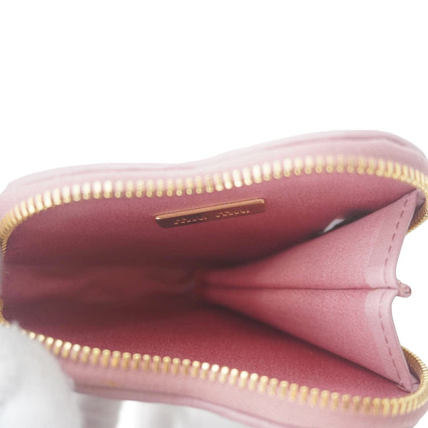 MIU MIU Heart-Shaped Matelasse Leather Coin Purse Pink