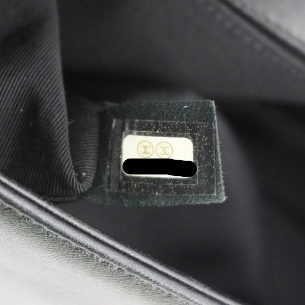 CHANEL Boy Flap Chevron Leather with Holographic PVC Crossbody Bag Black