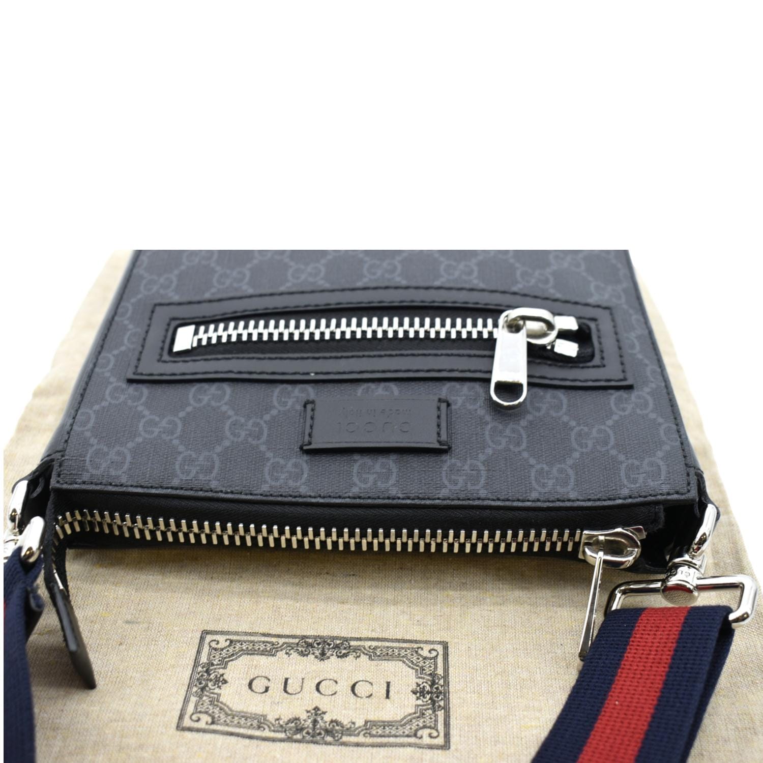 GUCCI Small GG Supreme Canvas Messenger Bag Black 523599