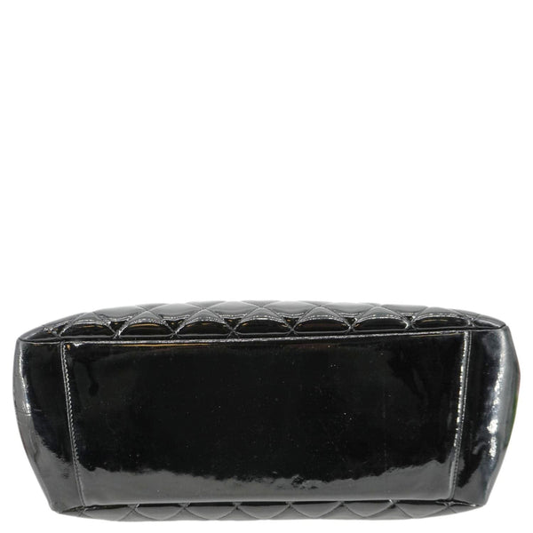 CHANEL Grand Shopping Patent Quilted Leather GST Tote Bag Black