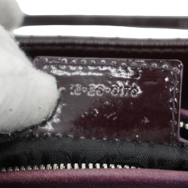 CHRISTIAN DIOR Lady Dior Quilted Patent Leather Shoulder Bag Burgundy