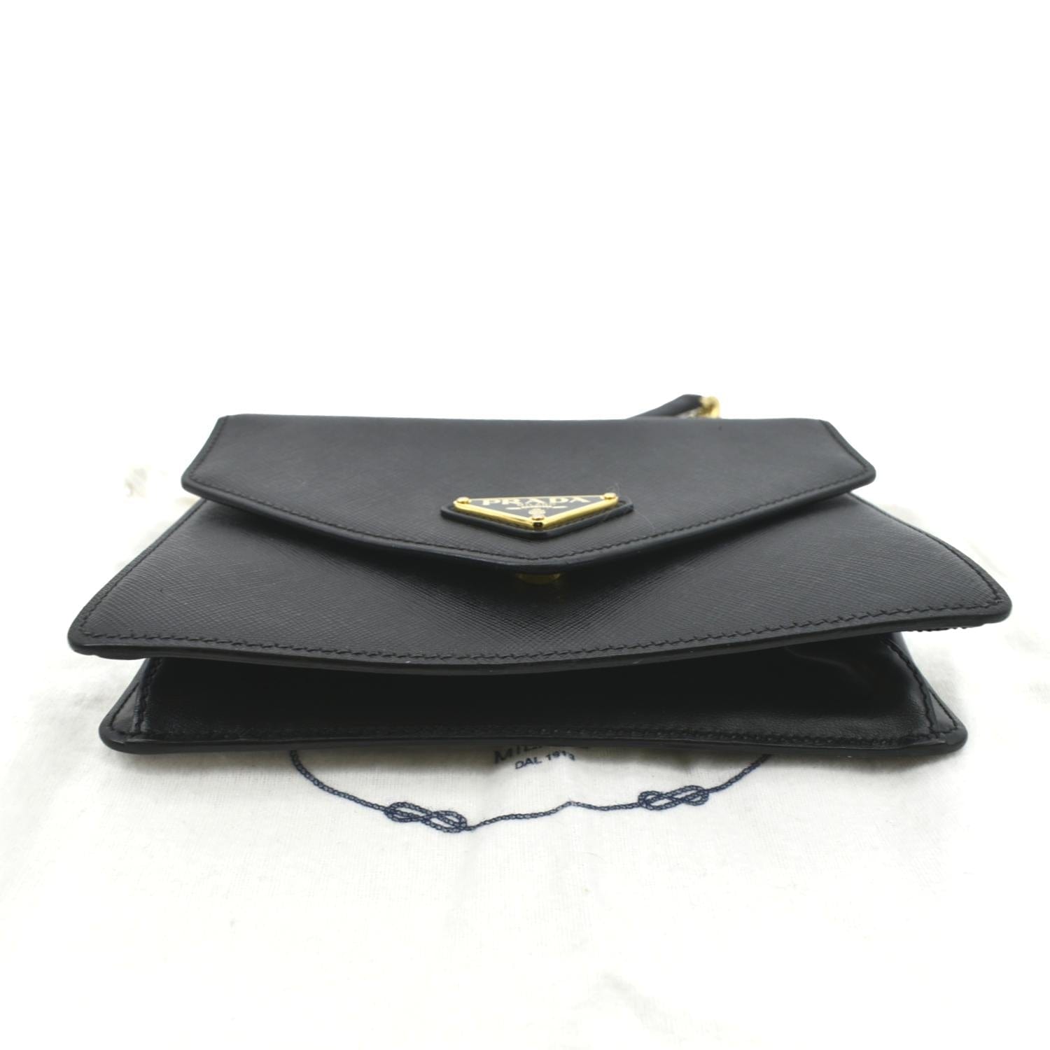 Prada Monochrome Chain Crossbody Saffiano Leather Shoulder Bag New