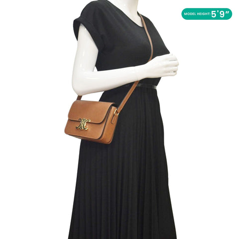 CELINE Teen Triomphe Leather Shoulder Bag Brown