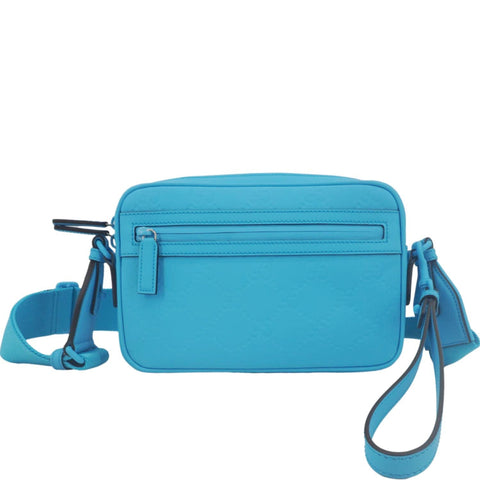 GUCCI GG Small Rubber-effect Leather Crossbody Bag Bright Blue 771293