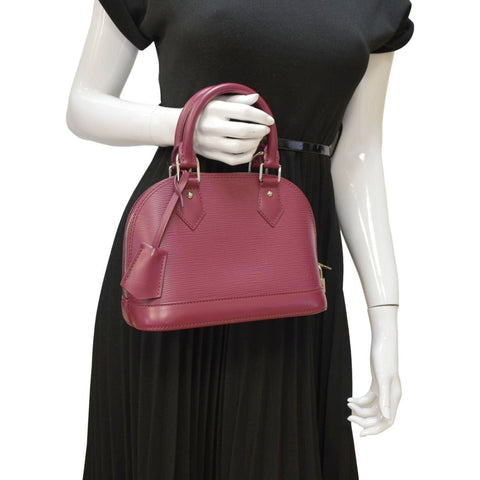 LOUIS VUITTON Alma BB Epi Leather Satchel Crossbody Bag Red