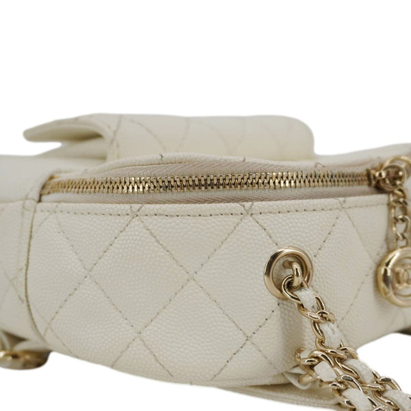 CHANEL CC Day Small Caviar Quilted Leather Backpack White