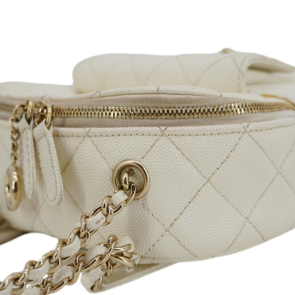 CHANEL CC Day Small Caviar Quilted Leather Backpack White