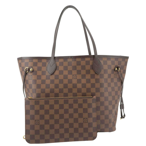 LOUIS VUITTON Neverfull MM Damier Ebene Shoulder Bag Brown