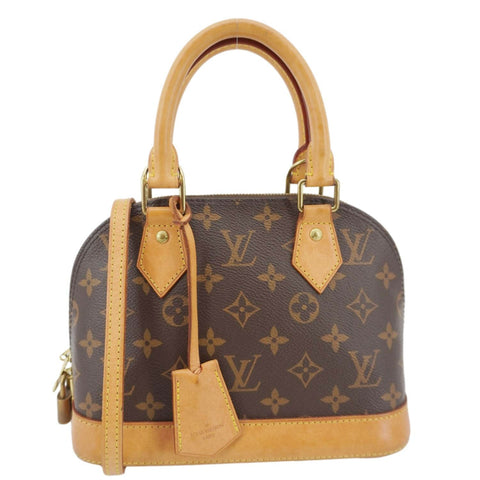 LOUIS VUITTON Alma BB Monogram Canvas Satchel Bag Brown