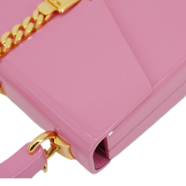 GUCCI Sylvie 1969 Plexiglass Top Handle Crossbody Bag Pink 589482