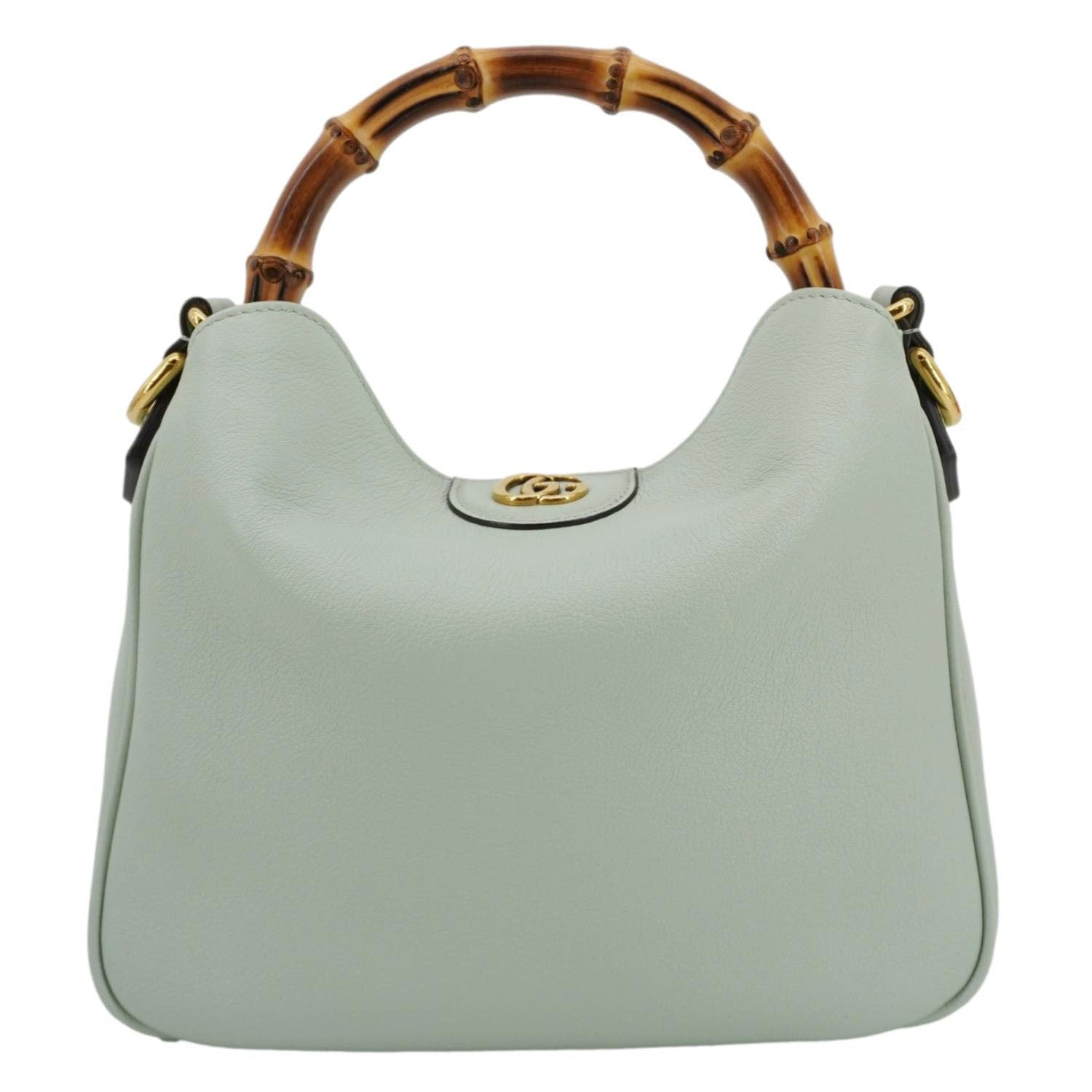 GUCCI Diana Small Leather Top Handle Shoulder Bag Pale Green