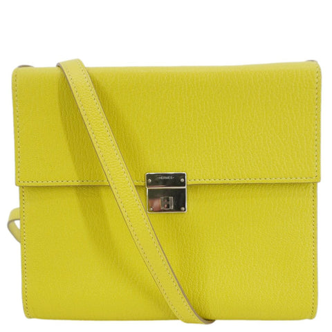 HERMES Clic 16 Epsom Leather Wallet on Strap Crossbody Bag Lime