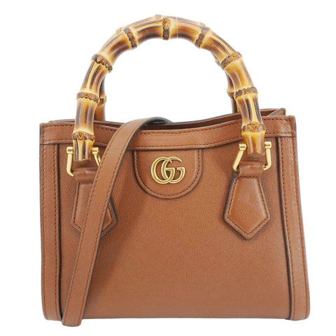 GUCCI Diana Bamboo Mini Leather Tote Bag Brown 655661