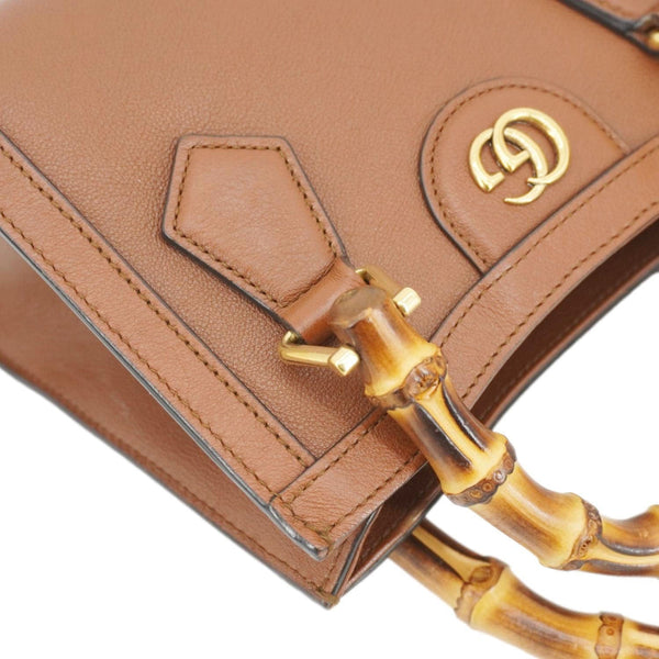GUCCI Diana Bamboo Mini Leather Tote Bag Brown 655661