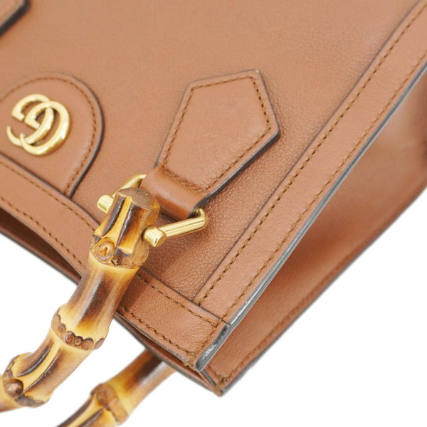 GUCCI Diana Bamboo Mini Leather Tote Bag Brown 655661