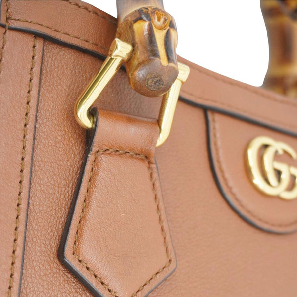 GUCCI Diana Bamboo Mini Leather Tote Bag Brown 655661