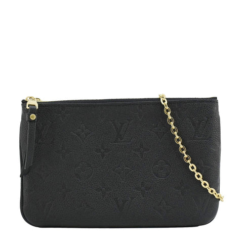 LOUIS VUITTON Double Zip Pochette Monogram Empreinte Crossbody Bag Black