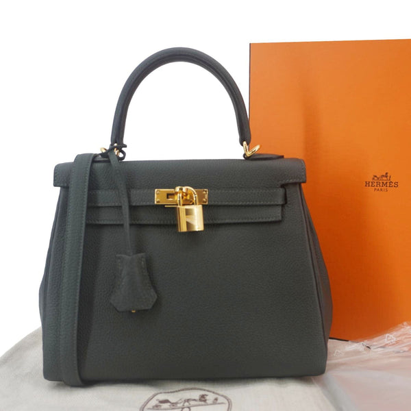 Hermes Kelly 25 Togo Leather Shoulder Bag Vert Fonce
