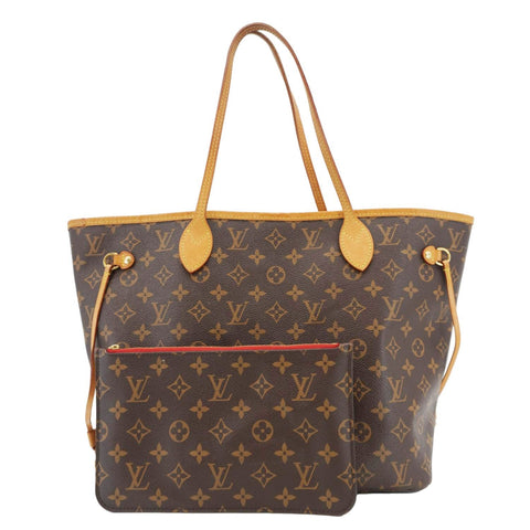 LOUIS VUITTON Neverfull MM Monogram Canvas Tote Bag Brown