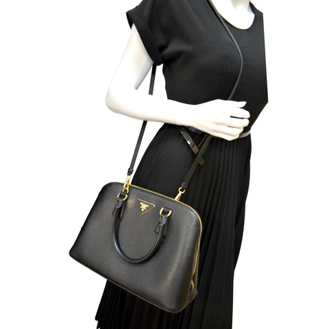 PRADA Lux Medium Promenade Saffiano Leather Shoulder Bag Black