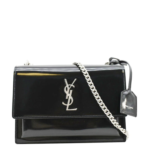 YVES SAINT LAURENT Monogram Sunset Medium Leather Shoulder Bag Black