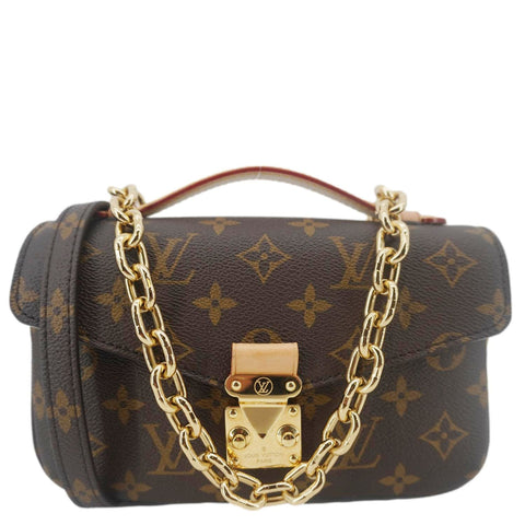 LOUIS VUITTON Metis East West Pochette Monogram Canvas Chain Shoulder Bag Brown