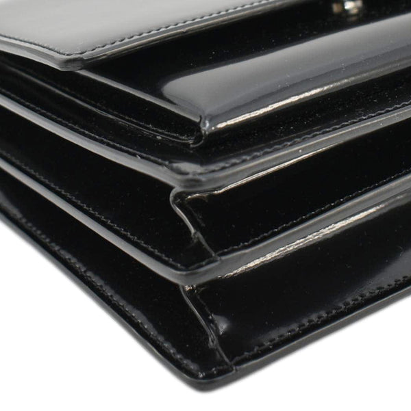 YVES SAINT LAURENT Monogram Sunset Medium Leather Shoulder Bag Black