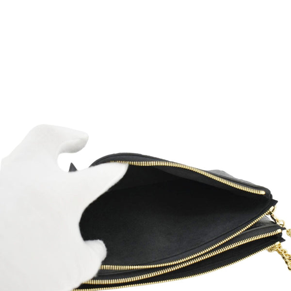 LOUIS VUITTON Double Zip Pochette Monogram Empreinte Crossbody Bag Black
