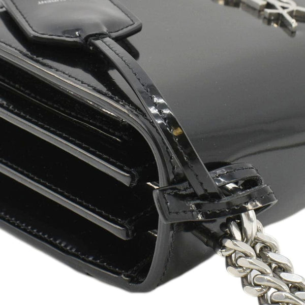 YVES SAINT LAURENT Monogram Sunset Medium Leather Shoulder Bag Black