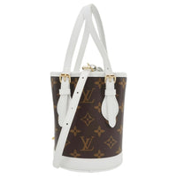 LOUIS VUITTON  Nano Bucket Monogram Canvas Crossbody Bag White