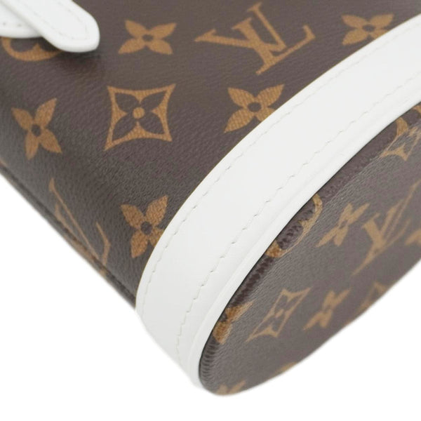 LOUIS VUITTON  Nano Bucket Monogram Canvas Crossbody Bag White