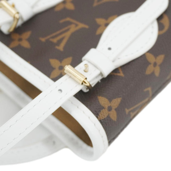 LOUIS VUITTON  Nano Bucket Monogram Canvas Crossbody Bag White