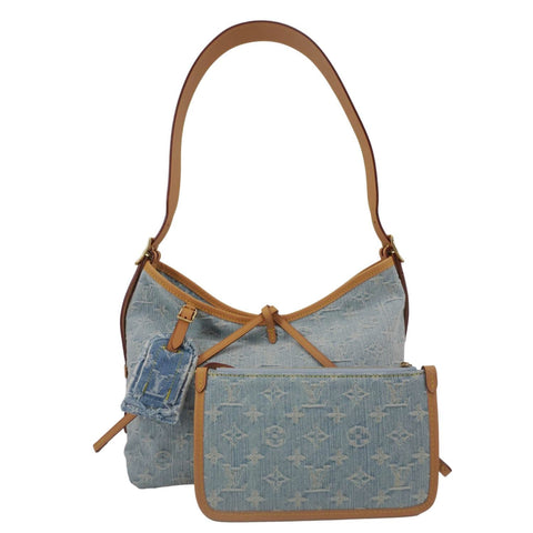 LOUIS VUITTON Carryall PM Denim Shoulder Bag Sky Blue