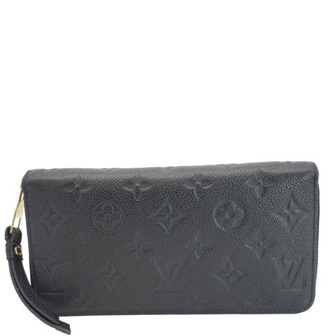LOUIS VUITTON Clemence Monogram Empreinte Leather Wallet Black