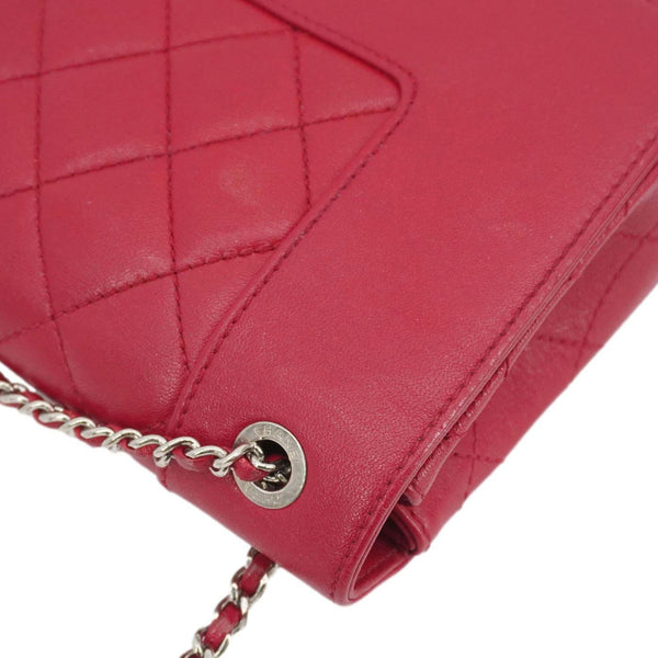 CHANEL Mademoiselle Vintage Flap Sheepskin Leather Crossbody Bag Pink