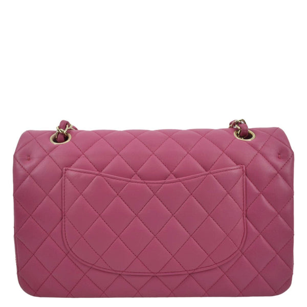CHANEL Classic Medium Double Flap Quilted Lambskin Leather Shoulder Bag Pink