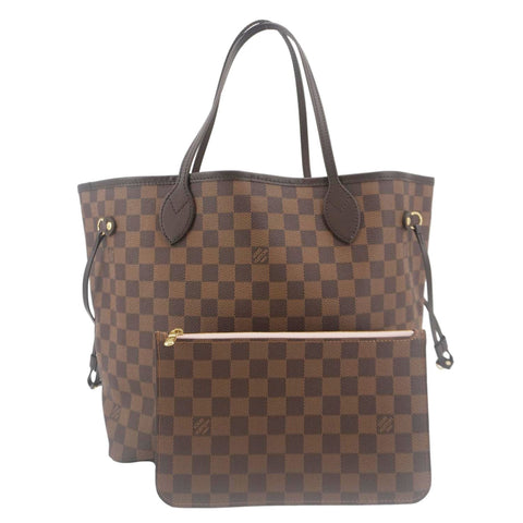 LOUIS VUITTON Neverfull MM Damier Ebene Shoulder Bag Rose Ballerine