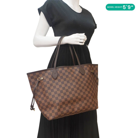 LOUIS VUITTON Neverfull MM Damier Ebene Shoulder Bag Rose Ballerine