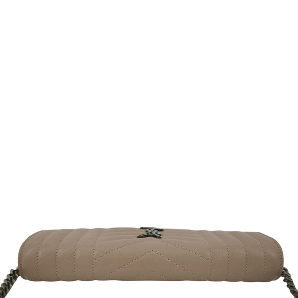 YVES SAINT LAURENT WOC Mixed Matelasse Leather Wallet Dark Beige