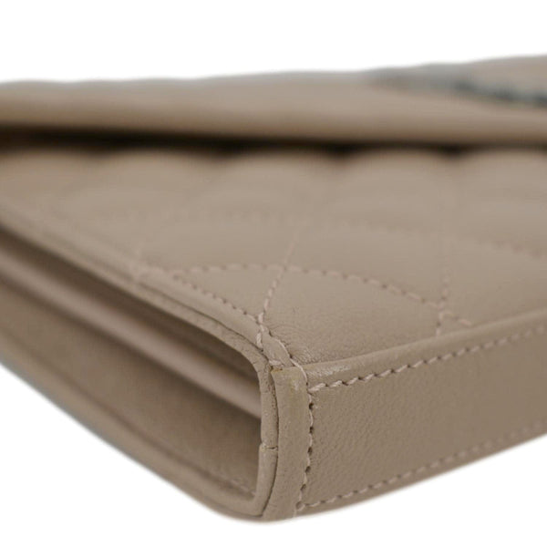 YVES SAINT LAURENT WOC Mixed Matelasse Leather Wallet Dark Beige